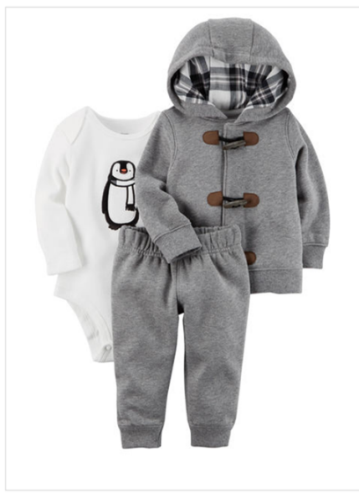 Recalled Carter's 3-piece Penguin Cardigan Set.